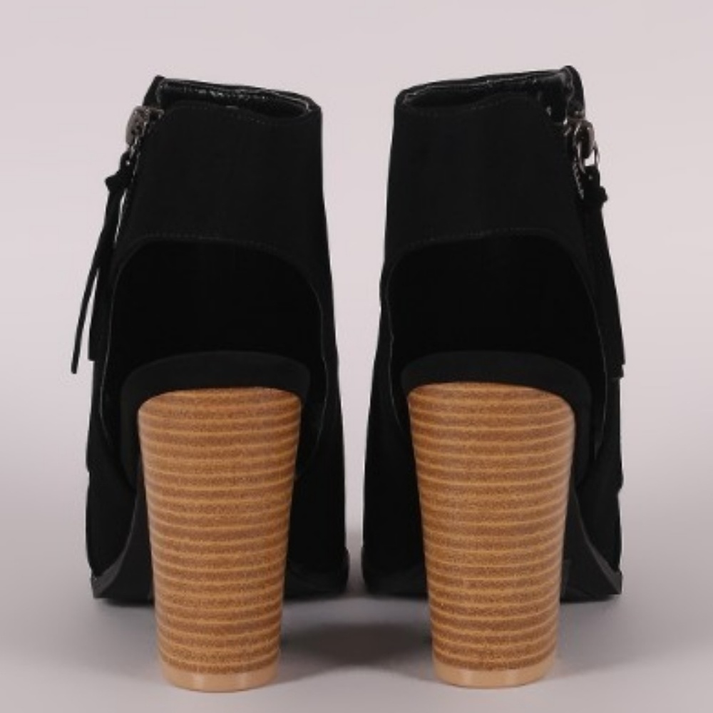 Size 6 & 9!Black Ankle Peep Toe side Zipper Bootie - Picture 3 of 4